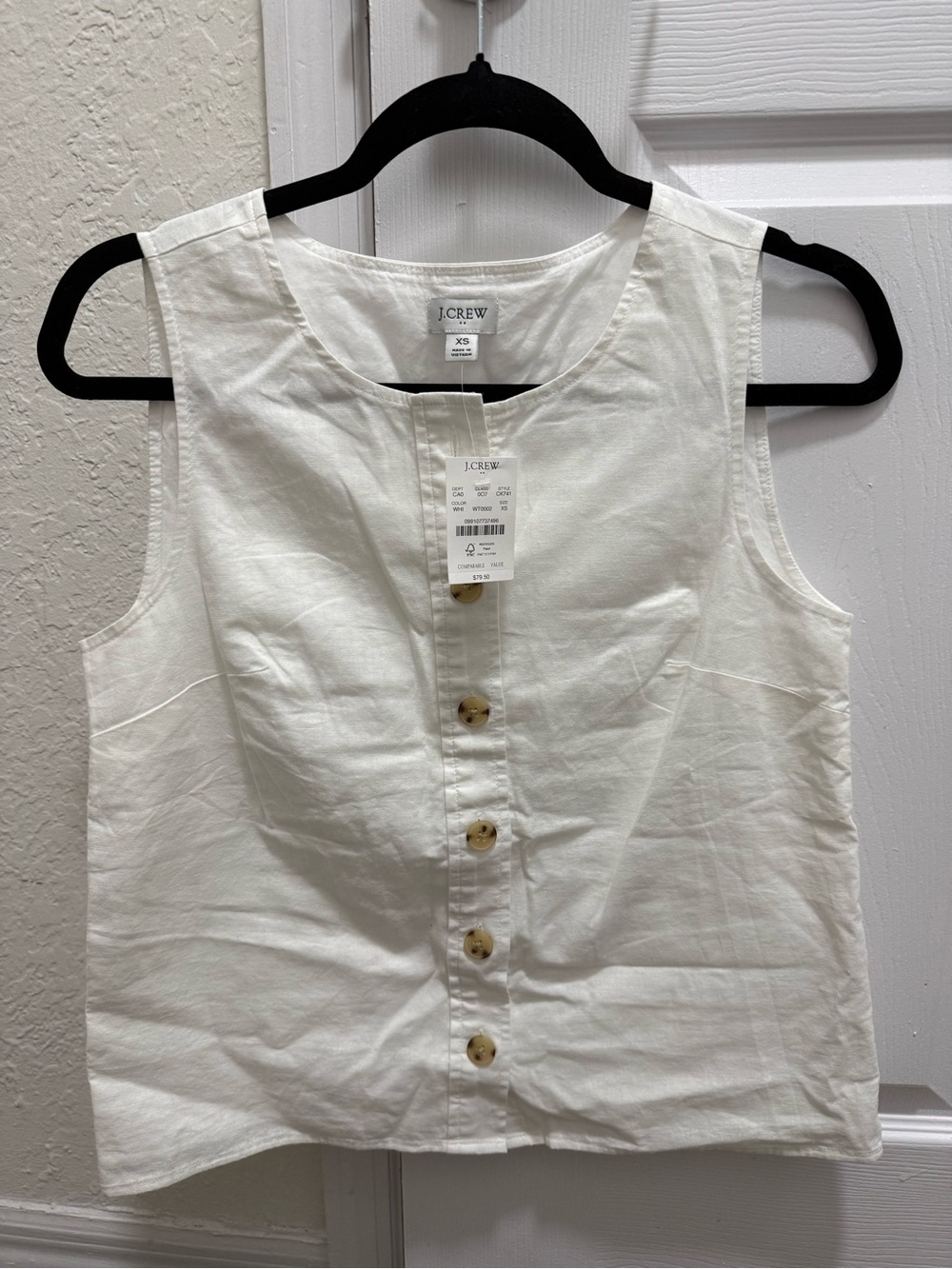 J.crew linen blend button front shell NWT size XS - Picture 3 of 7